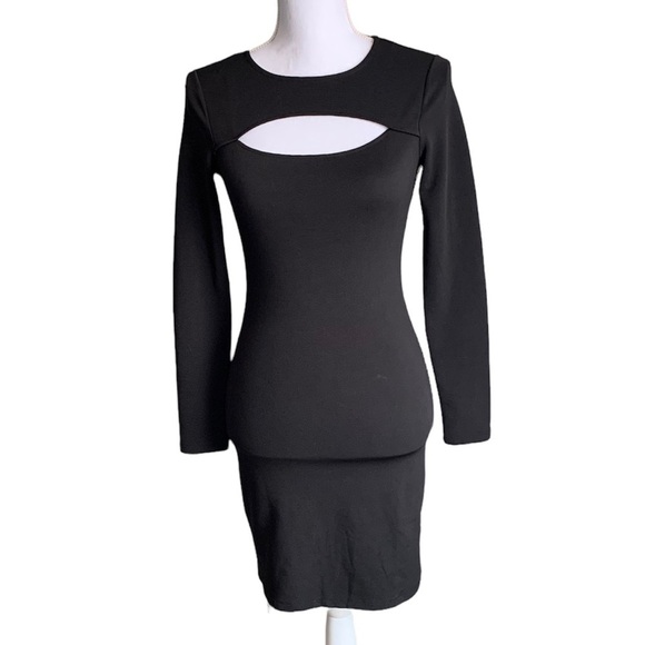 Divided Dresses & Skirts - Divided H&M Black Ribbed Keyhole Long Sleeve Bodycon Dress Size 2